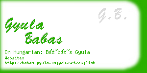 gyula babas business card